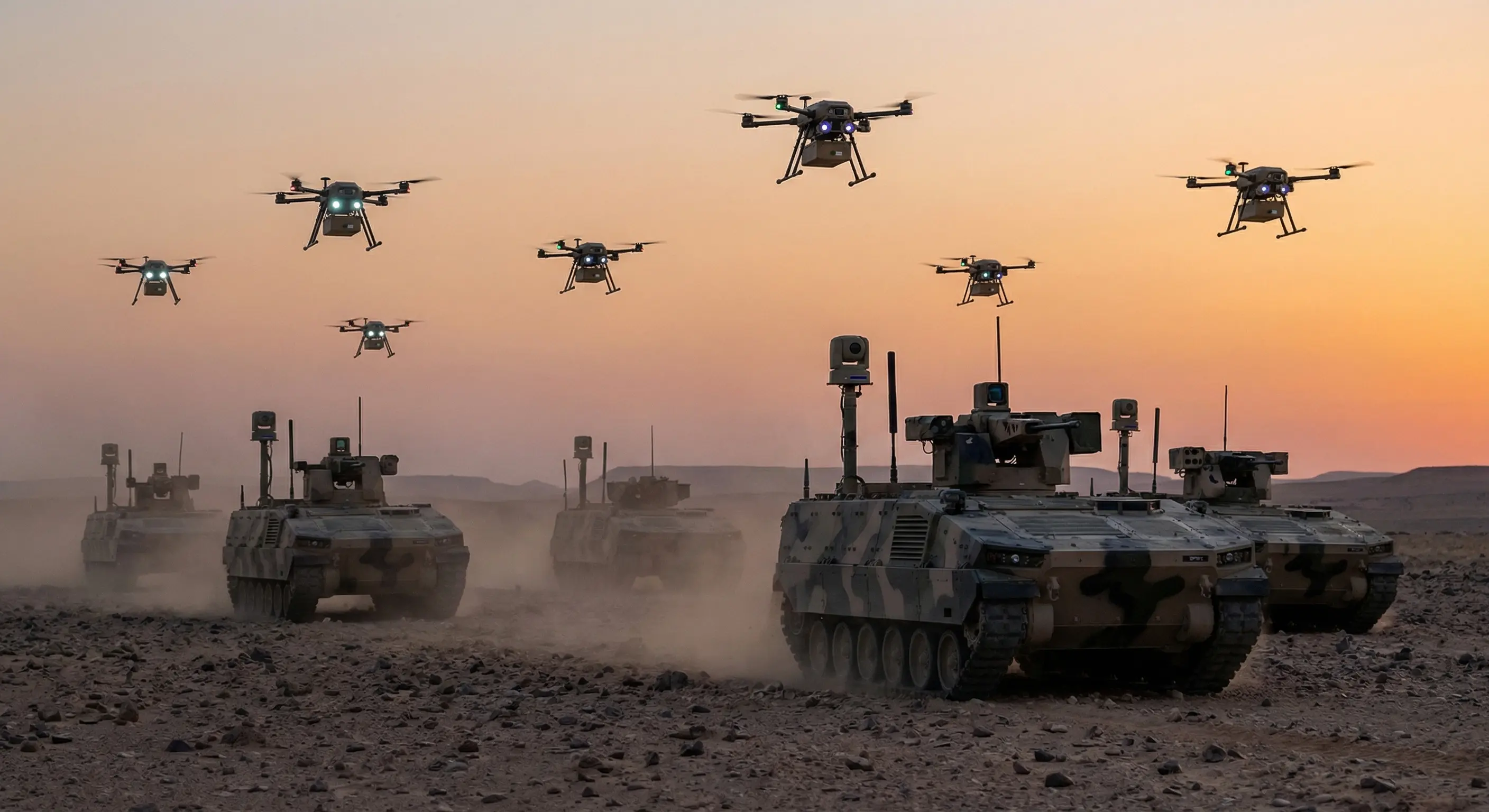 Advanced autonomous military drones in flight formation