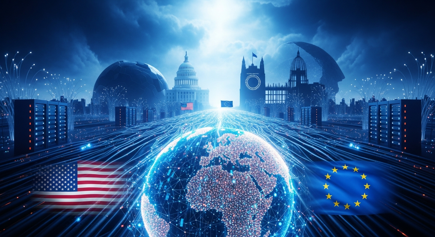 Geopolitical battle over global data flows and AI regulation between the United States and European Union